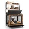 MDF Metal Dog Crate with Storage Shelves and Wheels and Flip-Top
